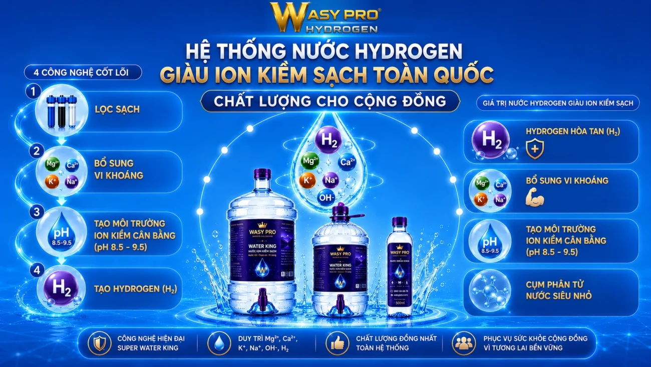 Hệ Thống Nước Hydrogen Giàu Ion Kiềm Sạch Toàn Quốc Chất Lượng Cho Cộng Đồng dd